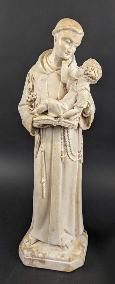 OUR LADY OF IMMACULATE CONCEPTION AND ST ANTHONY, plaster cast icon figures, 43cm at tallest. ( - Image 5 of 6