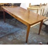FARMHOUSE TABLE, 19th century French cherrywood with a short drawer below to one side on square