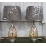 TABLE LAMPS, a pair, 1970's Italian style, with grey shades, 65cm H. (2)