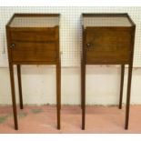 BEDSIDE CUPBOARDS, a pair, George III mahogany, each with single door, 76cm H x 33cm x 31cm. (2) (