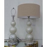 TABLE LAMPS, a pair, opaque Murrano style glass, with shades, 70cm H (2)