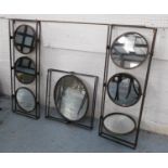 DRESSING MIRRORS, a set of three, two of triple design and another, 920cm x 32cm at largest. (3)