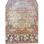 FINE PURE SILK TEHRAN DESIGN CARPET, 280cm x 165cm.