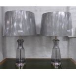 TABLE LAMPS, a pair, contemporary design, with grey shades, 64cm ,