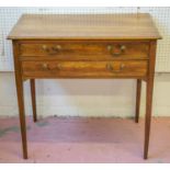 SIDE TABLE, George III alder and walnut crossbanded with two drawers, 73cm H x 76cm x 47cm. (with