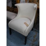SIDE CHAIR, contemporary design, white fabric with studded detail, 90cm H. (slight faults)