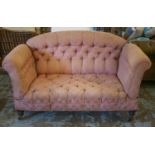 SOFA, Victorian mahogany, circa 1870, with adjustable drop ends in distressed and faded pink