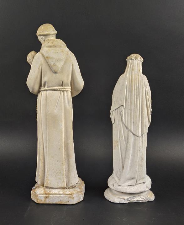 OUR LADY OF IMMACULATE CONCEPTION AND ST ANTHONY, plaster cast icon figures, 43cm at tallest. ( - Image 3 of 6