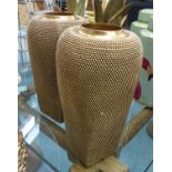 VASES, a pair, 1960's French style, gilt textured finish, 41cm H. (2)