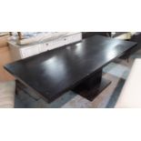 DINING TABLE, contemporary ebonised design, 222cm x 100cm x 72.5cm. (with faults)