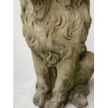 GARDEN/GATE LIONS, a pair, reconstituted stone composition of lions 'rampant', 53cm H. (with faults)