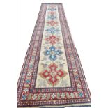 FINE KAZAK RUNNER, 374cm x 80cm.