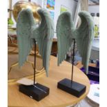 CONTEMPORARY SCHOOL, Wings of the Angels, flocked finish, on stands, 47cm H. (2)