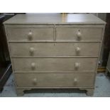 CHEST, Regency, now grey painted with bamboo mouldings around two short and three long drawers,