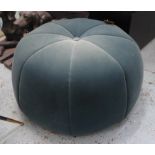 POUFFE, 1950's Italian, blue velvet, 80cm diam x 45cm.