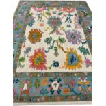 FINE CONTEMPORARY OUSHAK CARPET, 375cm x 275cm, vibrant palmette design field.