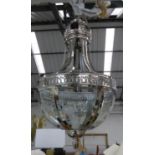 HALL LANTERN, Georgian style polished metal, 183cm drop.