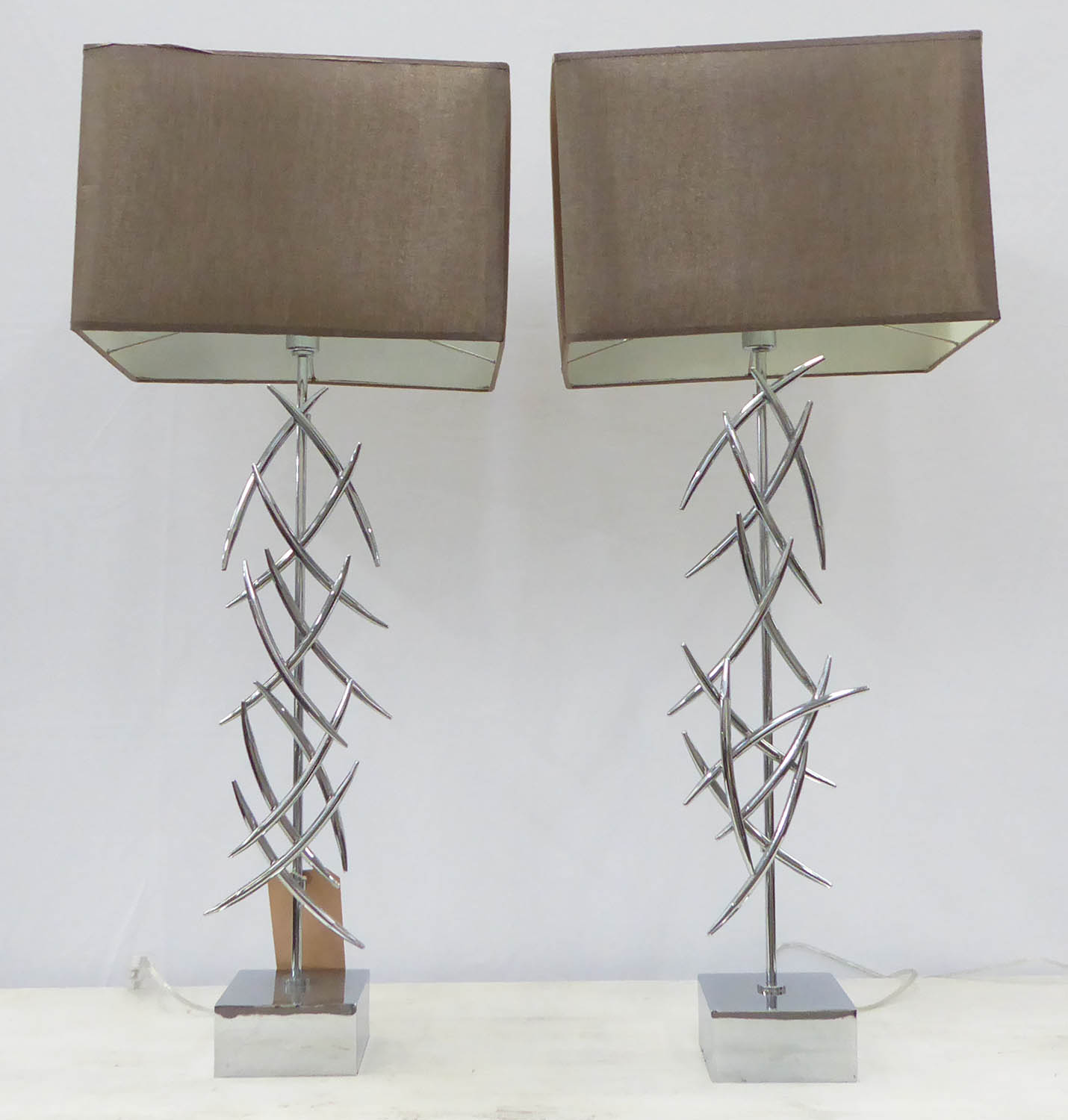 R V ASTLEY ARLETA TABLE LAMPS, a pair, with shades, 86cm H. (2)