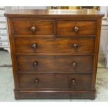 CHEST, Victorian, mahogany, of two short and three long drawers, 114cm H x 112cm W x 51cm D.