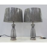 TABLE LAMPS, a pair, contemporary design, with grey shades, 64cm H.