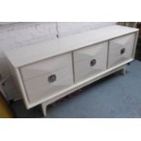 SIDEBOARD, contemporary, white lacquered finish, 198cm x 48cm x 78cm (slight faults).
