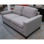 SOFA, contemporary design, grey fabric upholstered, 165cm x 90cm x 85cm.