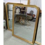 WALL MIRRORS, a pair, Victorian style, gilt frames, with beaded detail, 81cm x 110cm. (2)