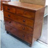 CHEST, George IV mahogany with two short drawers above three long on turned feet, 109cm x 54cm x