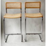 MARCEL BREUER INSPIRED BAR STOOLS, a pair, Cesca style design (seat height 70cm H). (2)