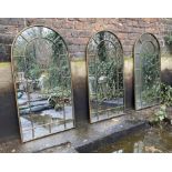 ARCHED TOP MIRRORS, a set of three, 107cm x 56cm. (3)