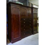 HEAL & SON WARDROBE, Victorian mahogany with two doors above five drawers flanked by doors enclosing