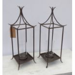 LANTERNS, a set of four, Orientalist style, glass inserts, 66cm H. (4)