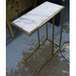 SIDE TABLE, 1960's French style, gilt metal, with marble insert, 46.5cm x 21.5cm x 59cm.