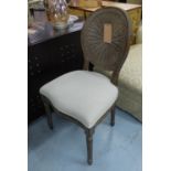 SIDE CHAIR, French style, with wicker back detail, neutral upholstered, 97cm H.