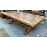 REFECTORY TABLE, oak top with walnut surround, 259cm x 120cm x 77cm.