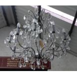 CHANDELIER, contemporary, ten branch, cut crystal detail on antiqued metal frame, 85cm H minus chain