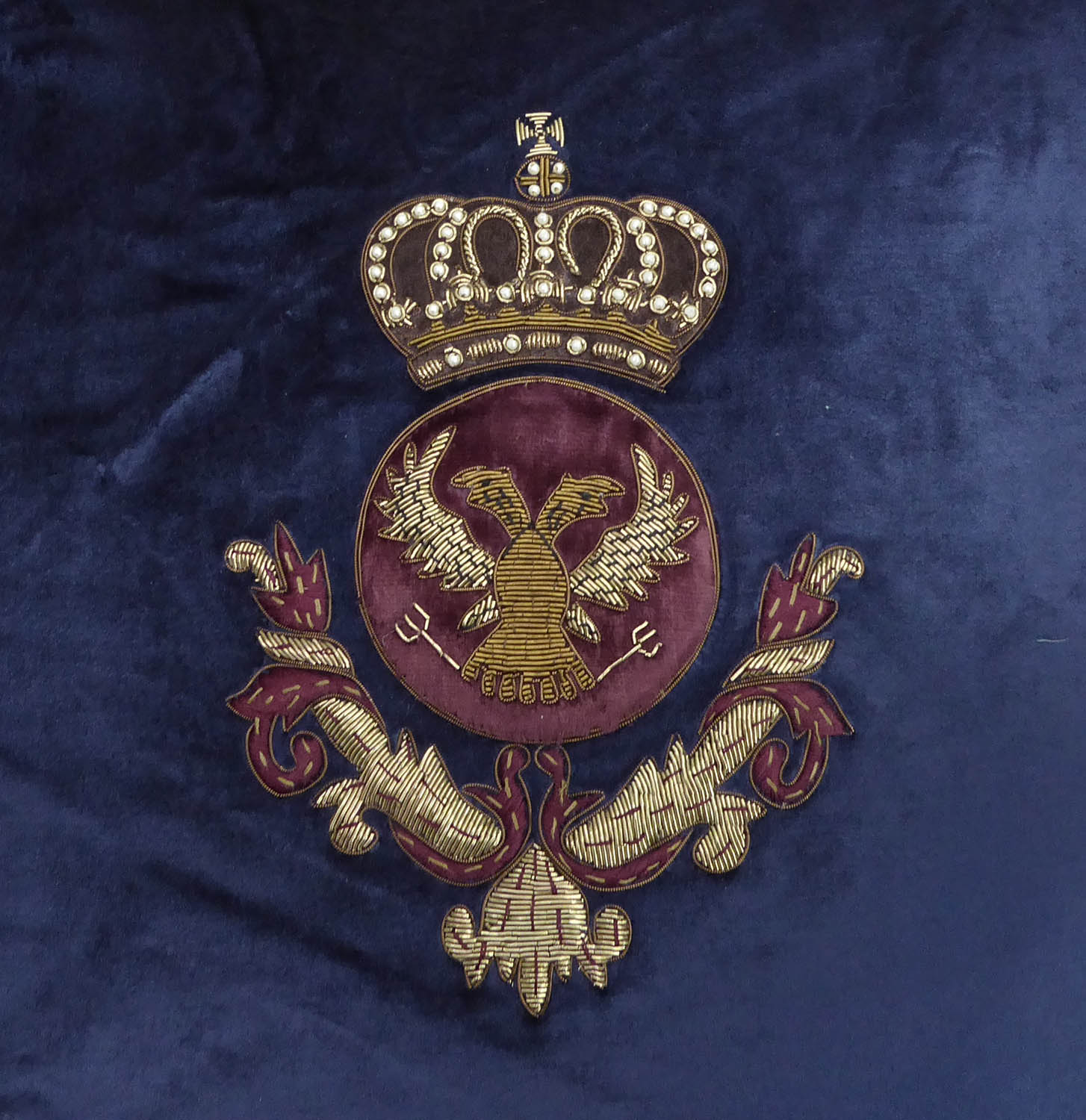 CUSHIONS, a set of four, with embroidered armorial crests, various colours, 44cm x 44cm. (4) - Image 2 of 5