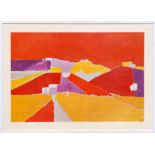 NICOLAS DE STAEL 'Abstract - Provence (Red)', quadrichrome, 50cm x 75cm, framed and glazed.