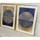 CONTEMPORARY SCHOOL UNTITLED DIPTYCH, framed and glazed, 73cm x 53cm. (2)