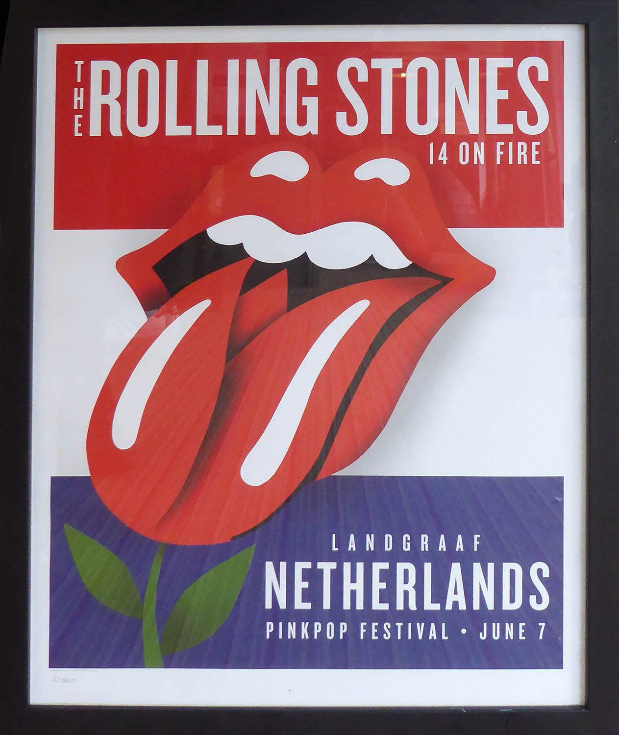 THE ROLLING STONES poster for the Pinkpop Festival, 2014, numbered 2/500, with Tongue embossing,