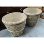 PLANTERS, a pair, composite stone, 49cm H x 57cm diam. (2)