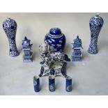 CHINESE CERAMICS, a group of blue and white Chinese ceramic ware including two pairs of vases, a