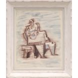 HENRY MOORE 'Seated Figure', 1958, off set lithograph, framed and glazed.