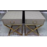 SIDE TABLES, a pair, faux shagreen, 50cm x 51cm x 68cm. (2)