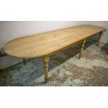 FARMHOUSE TABLE, Victorian style pine with rounded rectangular top (patches to top), 79cm H x 109.