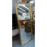 DRESSING MIRROR, gilt frame with beaded detail, with stand, 164cm x 65cm.