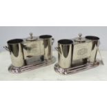 WINE COOLERS, a pair, plated, stamped chateau Coy d'Estournel, 23cm H x 35cm W. (2)