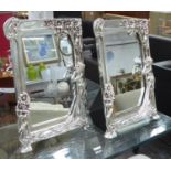 TABLE MIRRORS, a pair, Art Nouveau style, 39cm H standing. (2)