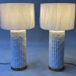 TABLE LAMPS, a pair, Casa Pupo style white ceramic bamboo and gilt metal, with shades, 72cm H. (2)