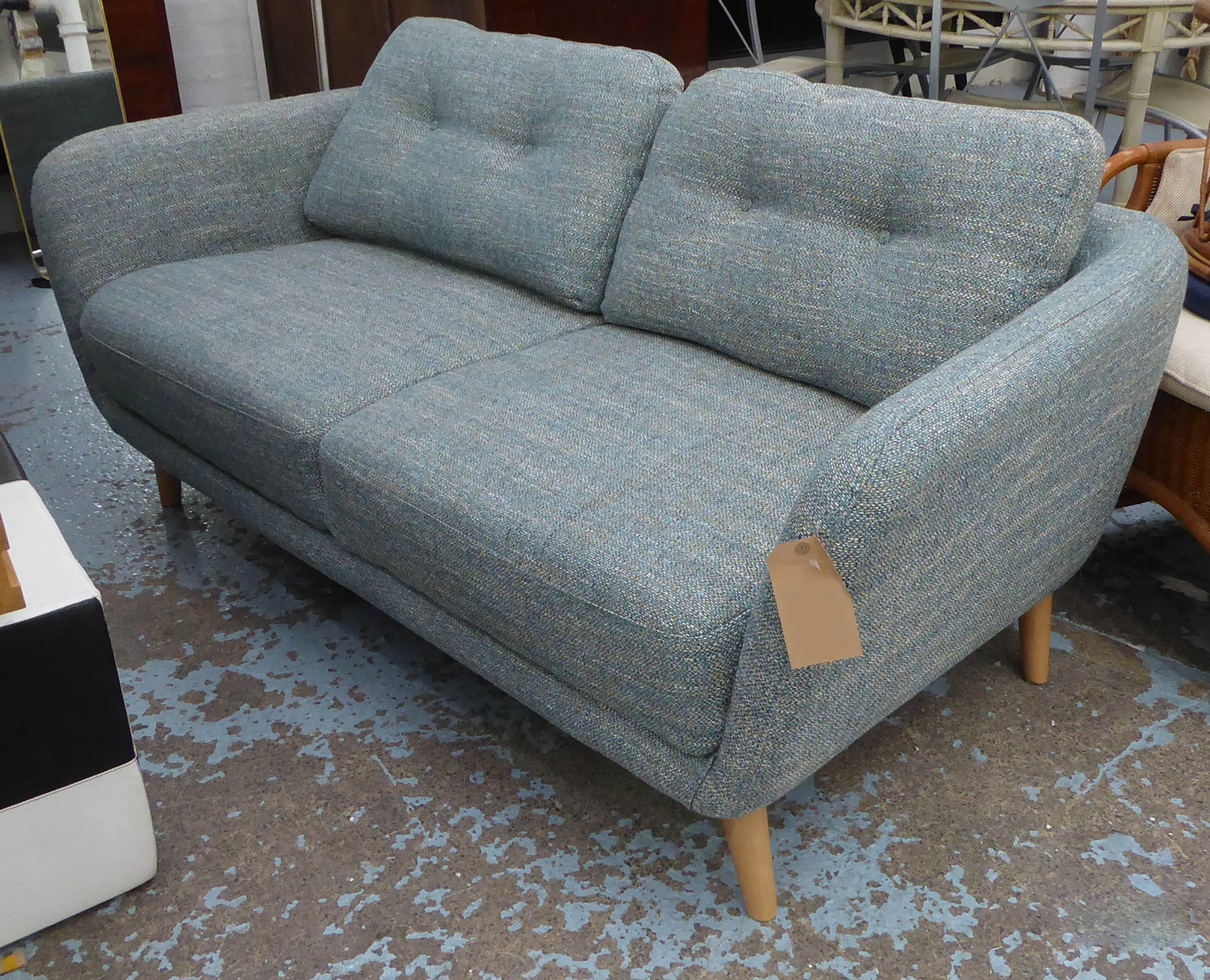 SOFA, 1960s Danish style, with buttoned back detail, 175cm W.